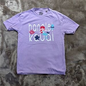 Blue 84 T-Shirt Girls Size L Lavender Tee with Logo Print “Hanolei Kaua”